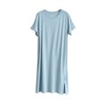 thumbnail image 3 of OVAFBAU Womens Nightgown Sleepshirt Pajama Dress Casual Cotton Crew Neck Short Sleeve Slit Loose Loungewear Dress Sleepwear, 3 of 6