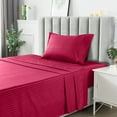thumbnail image 4 of Lux Decor Collection 3 Piece Bed Sheets Set, Soft Brushed Microfiber Wrinkle Resistant Bed Sheet Set - Twin Sheets, Burgundy, 4 of 10