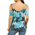 thumbnail image 2 of Enwejyy Women Summer Geometric Print Color Block Open Shoulder Sling Blouse Tops T-Shirts, 2 of 6