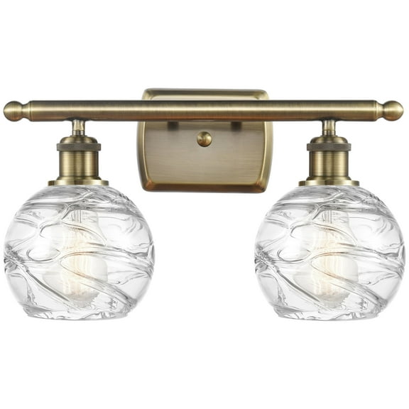 Innovations Lighting Athens Deco Swirl 2 Light 16" Bath Vanity Light Antique Brass