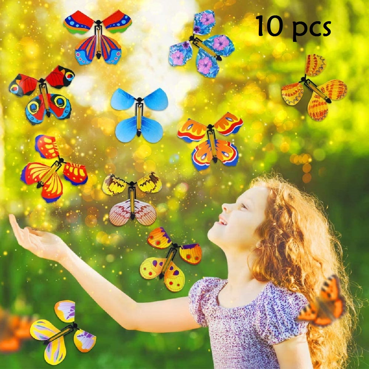 Details about   10Pcs Flying Butterfly greeting Card book Magic Toy fly wind up 