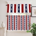 thumbnail image 3 of Kitchen Window Curtains Valance and Tier Set, Nautical Shark Red White Striped Rod Pocket Tier Curtain Valance Set, Modern Abstract Art Light Filtering Cafe Curtains for Bedroom Living Room, 3 of 9