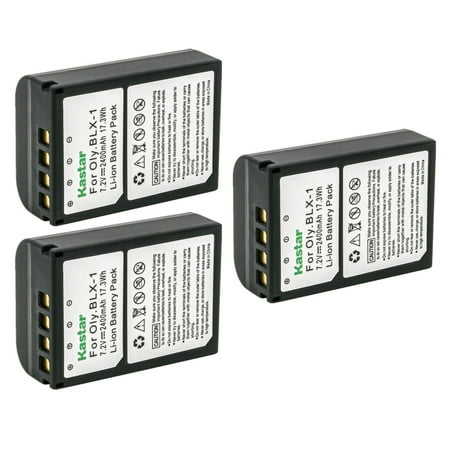Image of Kastar BLX1 Battery 3-Pack Replacement for Olympus OM SYSTEM BLX-1 Lithium-Ion Battery Olympus OM System BCX-1 Lithium-Ion Battery Charger Olympus OM System OM-1 Mirrorless Camera