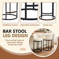 thumbnail image 5 of ClinQ Swivel Counter Height Bar Stools Set of 3, Fabric Upholstered Barrel Bar Chairs with Auto Return, Curved Back and Black Metal Frame, Beige, 5 of 7
