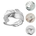 thumbnail image 3 of 1pc Silver Feather Ring Female Texture Ring Opening Adjustable Ring Jewelry, 3 of 8