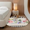 thumbnail image 2 of Pink Spring Floral Round Area Rug 4Ft Washable Circle Rugs for Bedroom Dining Room, Black White Plaid Pastoral Flowers Rustic Non-Slip Carpet Floor Mats Indoor Outdoor Carpet Runner Home Decor, 2 of 8