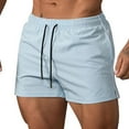 thumbnail image 2 of ZyeKqe Shorts for Mens Drawstring Elastic Waisted Solid Color Lightweight Summer Beach Shorts, 2 of 4