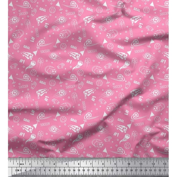 Soimoi Cotton Duck Fabric Geometric Sign,Flag & Football Sports Printed Fabric 1 Yard 56 Inch Wide