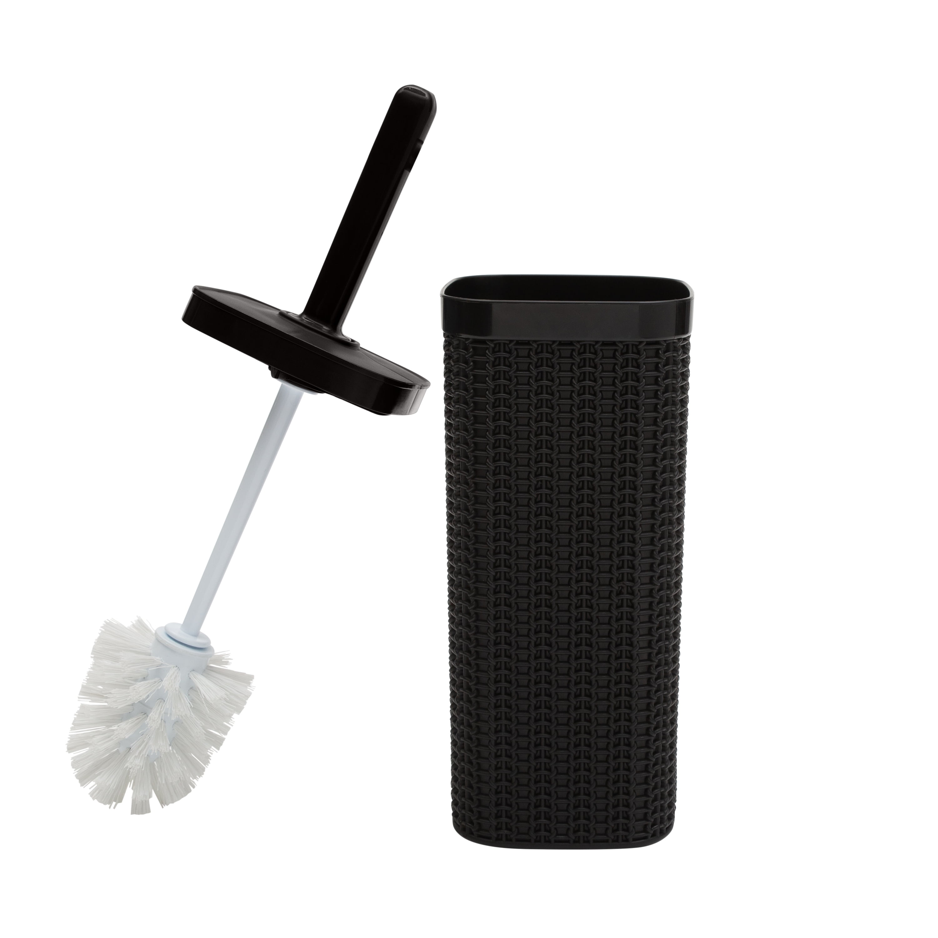 Bath Bliss Sailor Knot Toilet Brush, Holder, and Trash Can Set in Matte Black