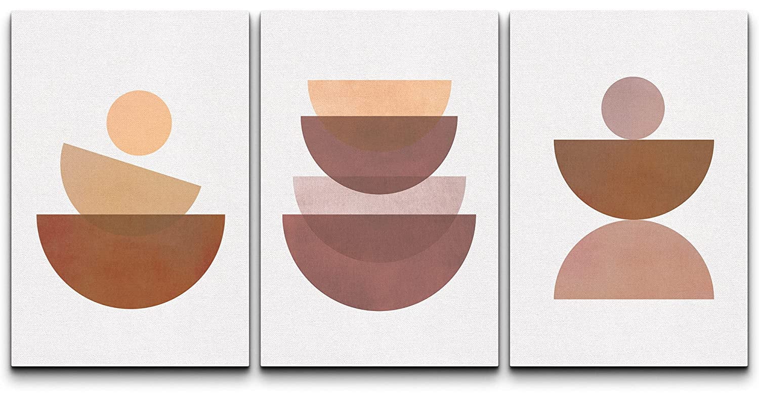 wall26 Wall Art Print Set Brown Semi Circle Polygon Variety Geometric