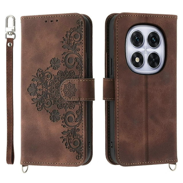 For Xiaomi Redmi Note 14 Pro 4G Case Flower Pattern PU Leather Wallet Phone Cover with Strap - Light