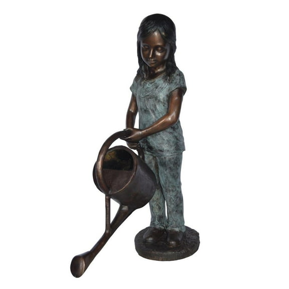 Girl gardening bronze statue - fountain -  Size: 27"L x 14"W x 41"H.