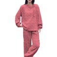 thumbnail image 7 of BLOCLOALO 2 Piece Lounge Set Pullover Crewneck Sweater New Soft Cotton Velvet Warm Set Towel Velvet Warm Home Couple Leisure Set Long Sleeve Tops Womens Pajama Sets Soft Lounge Set Hot Pink Xxl, 7 of 7