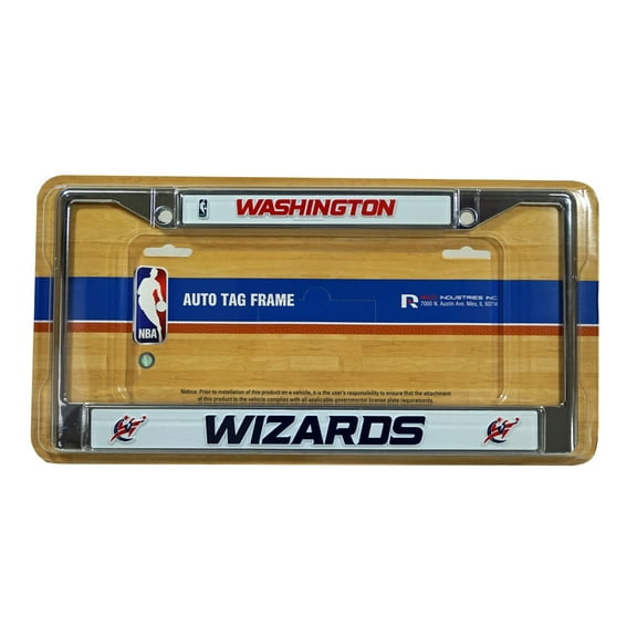 Washington Basketball Wizards - 12" x 6" Standard Size - Chrome Metal License Plate Frame