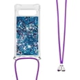 thumbnail image 3 of Glitter Case for Google Pixel 7A with Adjustable Lanyard Neck Strap, Sparkle Transparent Quicksand Waterfall Soft TPU Liquid Cover for Google Pixel 7A LSGS-Blue, 3 of 14
