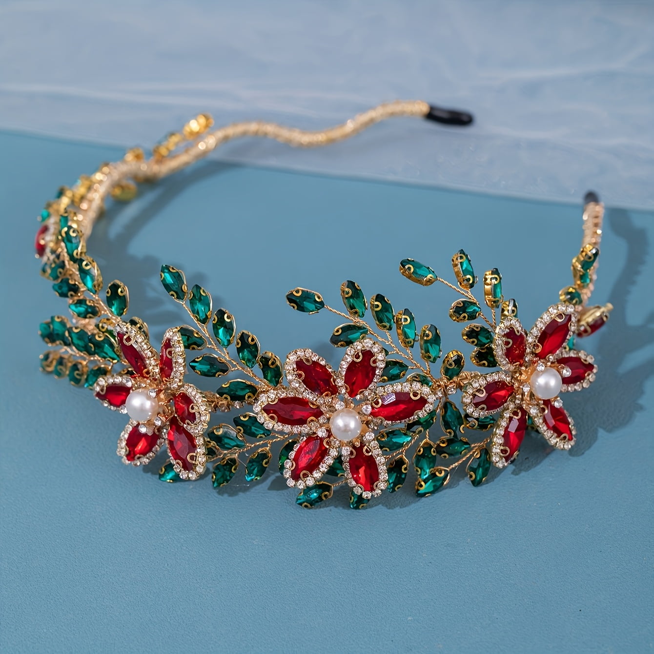 One Piece of Vintage Rhinestone Hairband, a Luxurious Handmade Crystal Hair Ornament, Featuring an Elegant Floral Design, Suitable for Bridal, Baroque, Prom, Birthday Celebrations, And Weddings.