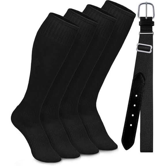 Gnodio Youth Adult Baseball Socks and Belts Combo Set Cotton Baseball Softball Socks Adjustable Belt for Youth Adult