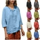 thumbnail image 1 of Camisas bonitas,Top de poliéster estampado para mujer, manga 3/4, cuello en V, informal, cuello redondo, cómodo para uso diario, sopatenor, 1 of 8