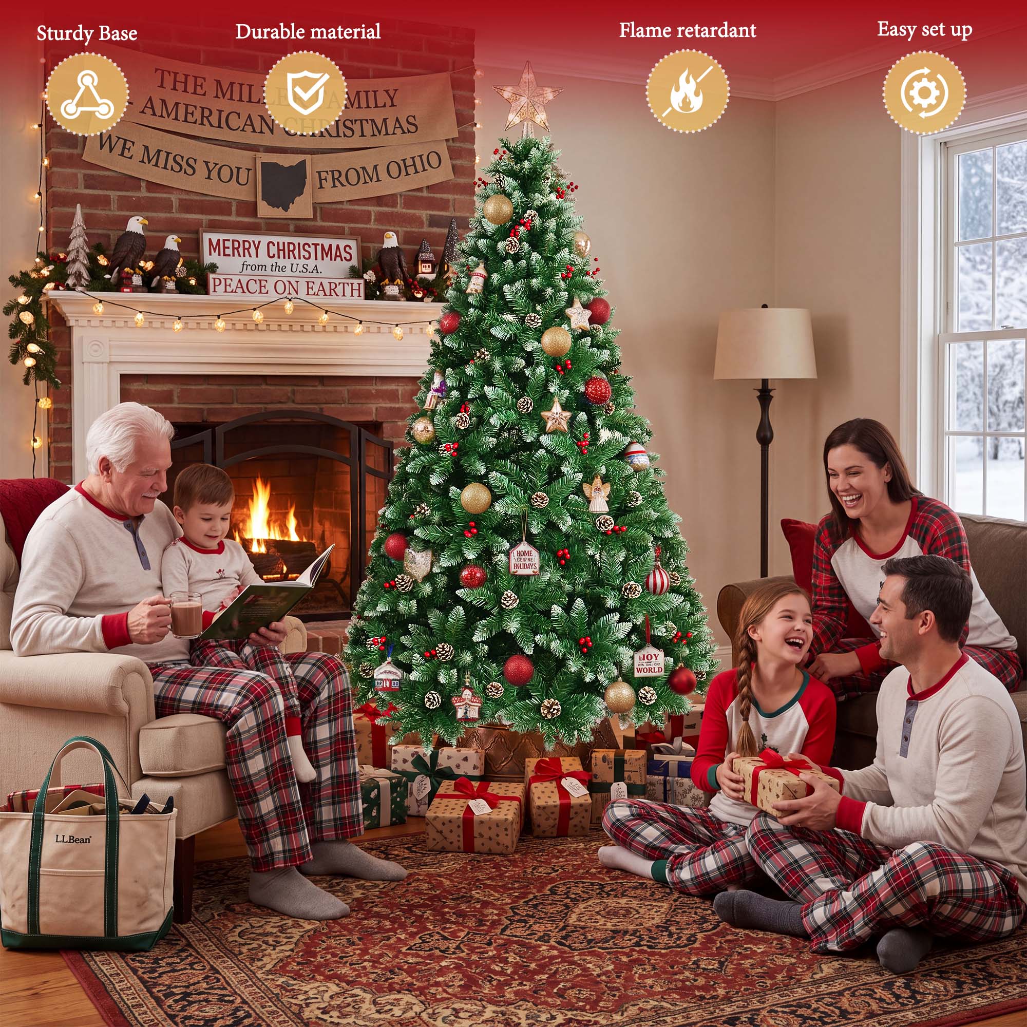 Yexmas 6ft Pre-Lit Christmas Tree with Pinecones & Berries photo 5
