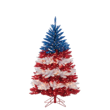 Gerson 5Ft. Patriotic American Tree in Red, White and Blue with 495 Clear Lights and 5 Twinkle Lights on Top