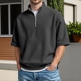 thumbnail image 2 of Waffle Polo Shirts for Men Summer Casual Fashion Short Sleeve Stand Collar Quarter Zip Pullover Plain Tshirts, 2 of 5