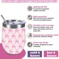 thumbnail image 4 of Pink Bow Stainless Steel Wine Tumbler with Straw and Lid 12 oz Bow Tie Coffee Mug Cute Pink Insulated Wine Tumbler for Hot and Cold Drinks Home Outdoor Office Supplies, 4 of 6