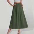thumbnail image 2 of Turilly Summer Skirts for Women Elastic High Waist Flared Midi Skirt Solid Color Soft Daily Casual All Match Skirt, 2 of 6