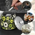 thumbnail image 4 of Yayeee Ashtray with Lid for Cigarette Smokeless Stainless Steel Home Ash Holder, Green Flower Pattern, 4 of 7