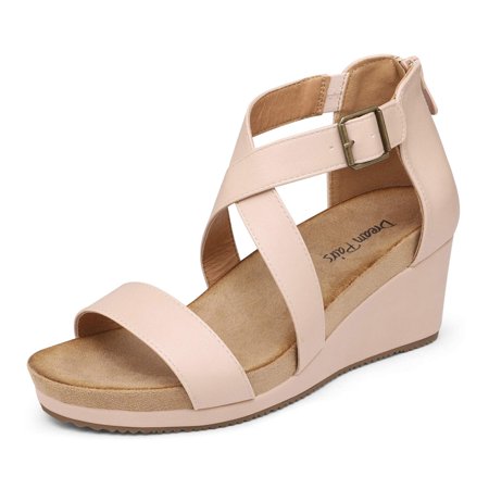 

Women Platform Wedge Sandals Open Toe Ankle Strap Back Zipper Casual Sandals