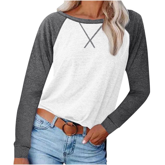 Tops para mujer Camisas Blusas Elegantes Camisas casuales de manga larga Jersey de moda Soild Cómoda blusa de cuello redondo Odeerbi ODB-5