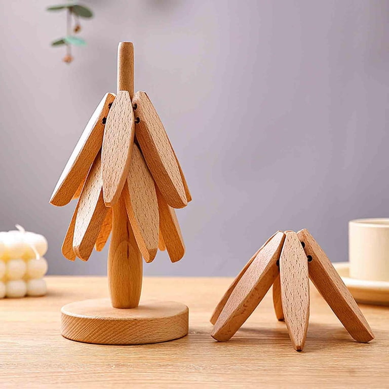 Wooden Trivets For Hot Dishes Wooden Tree Trivet Set, Christmas