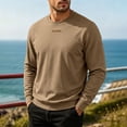 thumbnail image 4 of Men's Crewneck Sweatshirt Casual Solid Pullover Hoodless Standard Fit Athletic Work Out Gym Sweat Shirts, 4 of 9