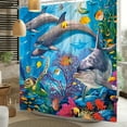 thumbnail image 4 of Cute Dolphin Shower Curtains for Kids Ocean Theme Fantasy Colorful Tropical Fishes Coral Marine Life Shower Curtain 72x72 Inch Polyester Fabric Summer Decor with Hooks, 4 of 6