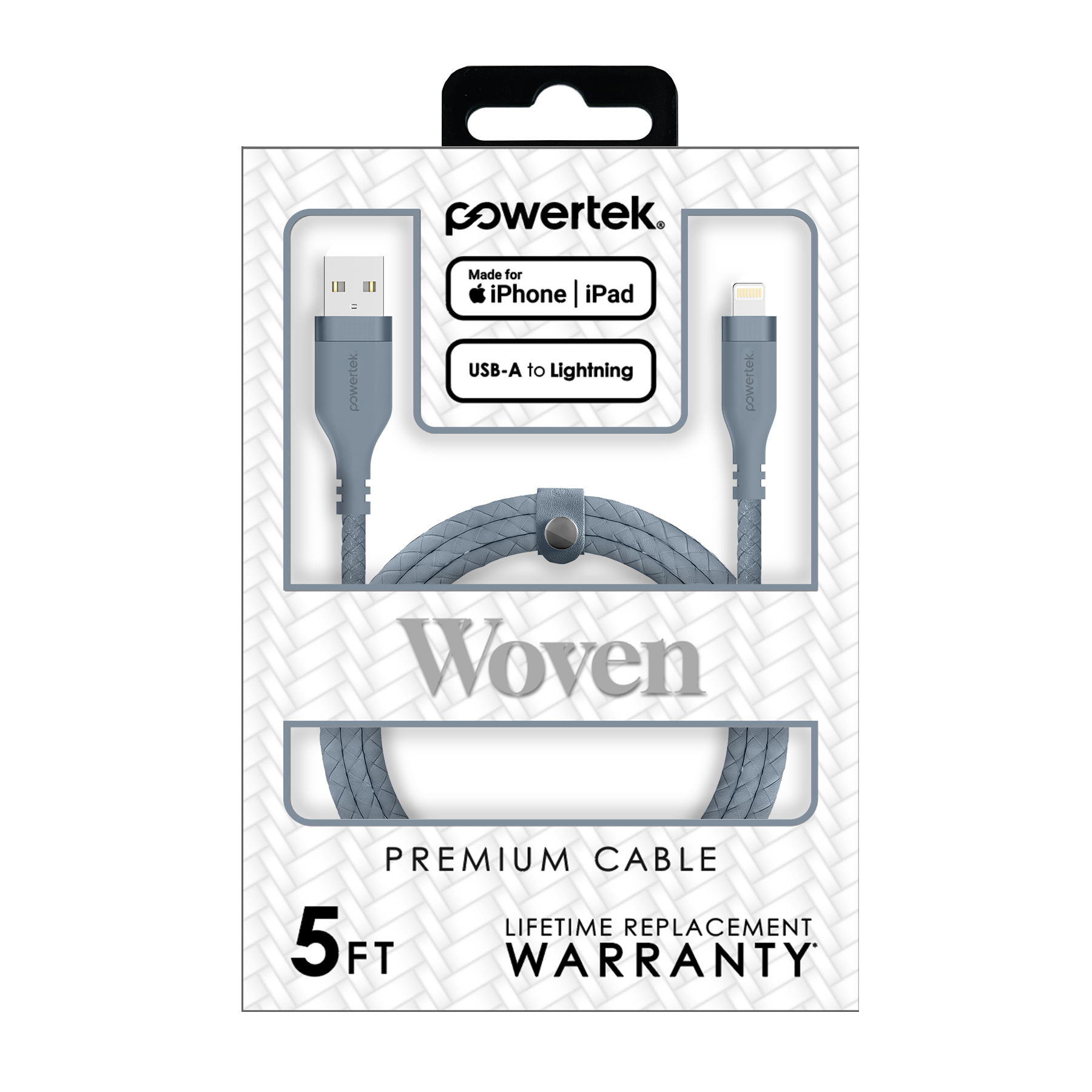 Liquipel Powertek USB-A to Lightning Woven Cable - Blue