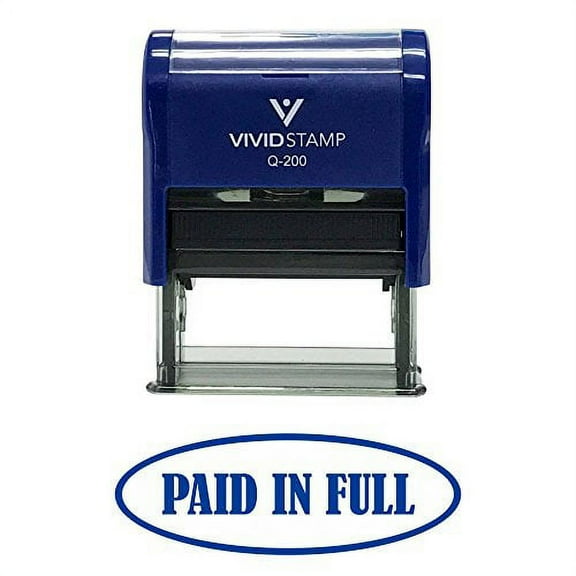 Vivid Stamp Paid In Full Self-Inking Office Rubber Stamp (Blue) - Medium