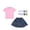 Pink, variant on Boys Girls Clothes 3 Piece Sets Short Sleeve Shirt Denim Skirts Knee High Socks Outfits with Pockets Pink 7-8 Years