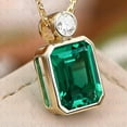 thumbnail image 2 of Bezel Style Pendant 14K Yellow Gold Finish Silver 18" Chain 3Ct Emerald Cut Green Emerald & Diamond, 2 of 2