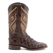 FERRINI Men's Bronco Square Toe Western Boots, Color: Chocolate, Size: 10.5-D
