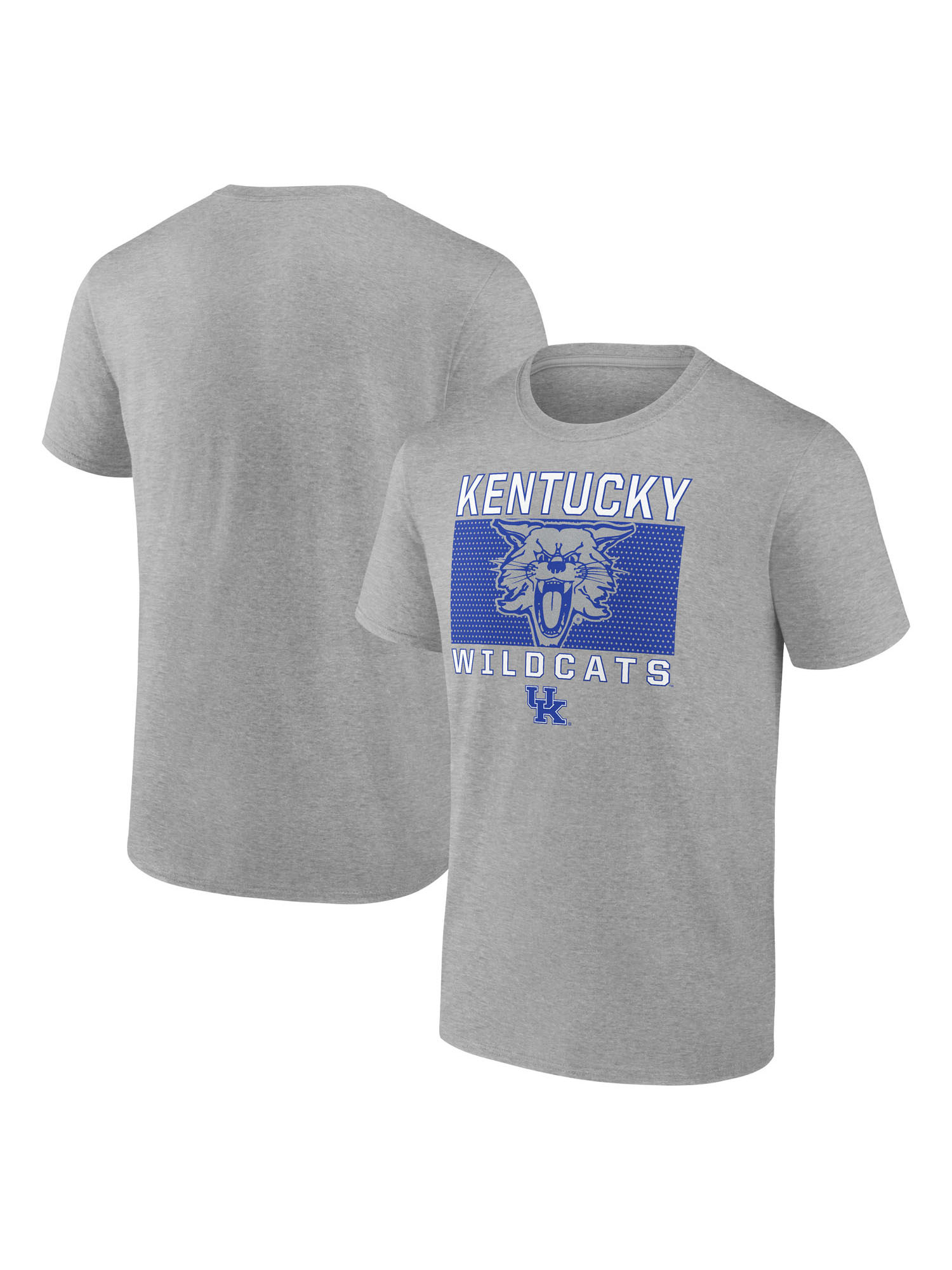 NCAA Kentucky Wildcats Men's Heather Gray Cotton Boxed Mascot Short Sleeve T Shirt
