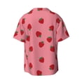 thumbnail image 2 of Xecao offers the Strawberries for Men's Casual Short-sleeved Shirt, a button-up collared shirt with a pocket, perfect for beach vacations and yacht travel in the XX-Large size., 2 of 7