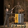thumbnail image 3 of Bronze Birdcage Hotel Luggage Cart, 1500 lbs Bellman Trolley with 8" Silent Wheels and 41"x24" Platform – BERPET, 3 of 8