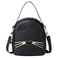 thumbnail image 2 of Bolso de mensajero cruzado de cuero PU para mujer Mochila de hombro de gato lindo (negro), 2 of 5