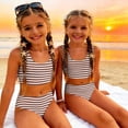 thumbnail image 5 of CCRFTGI Swimsuit for Kids Girls Size 6-7 2 Piece Set Swimming Bikini Set Beach Holiday Bathing Suit Summer Cute Striped Girls Clothes Swim Suit Kids Bikini Swimwear Brown 2-3 Years, 5 of 9
