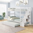 thumbnail image 3 of Twin Size Solid Wood Platform Bed Frame with Stairway Storage Function in White Color, 3 of 14