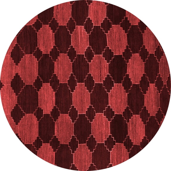 Ahgly Company Machine Washable Indoor Round Abstract Red Modern Area Rugs, 5' Round