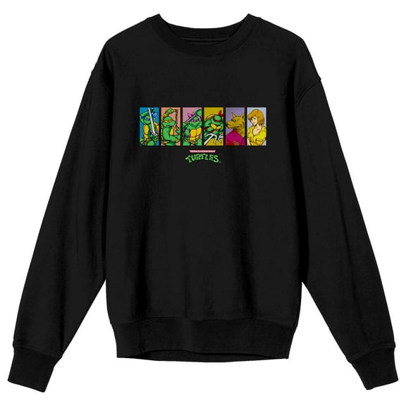 Teenage Mutant Ninja Turtles Character Squares Men's Black Long Sleeve Sweatshirt-XL
