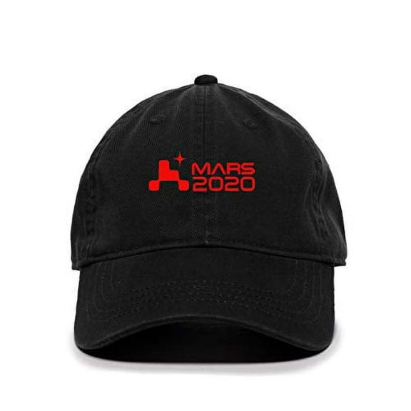 Mars 2020 Rover Logo Baseball Cap Embroidered Cotton Adjustable Dad Hat Black