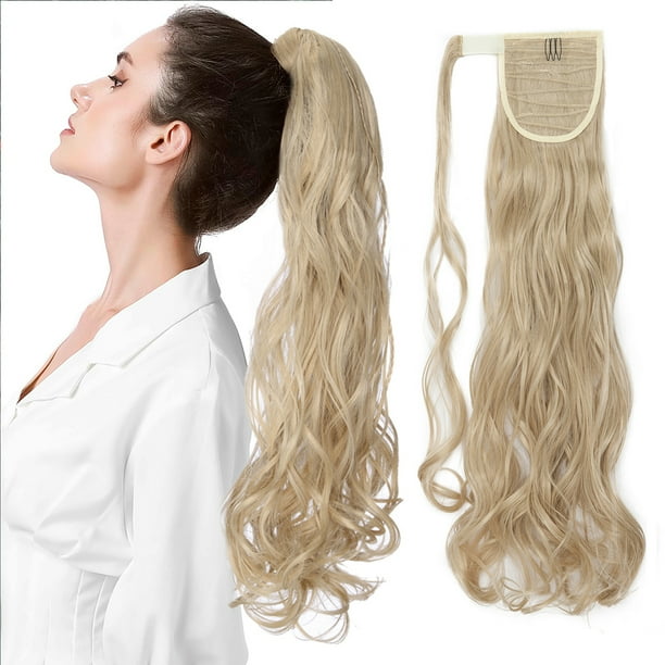 SEGO Long Wave Ponytail Extension With Braids Wavy Synthetic Wrap Around Ponytail Hairpiece For 