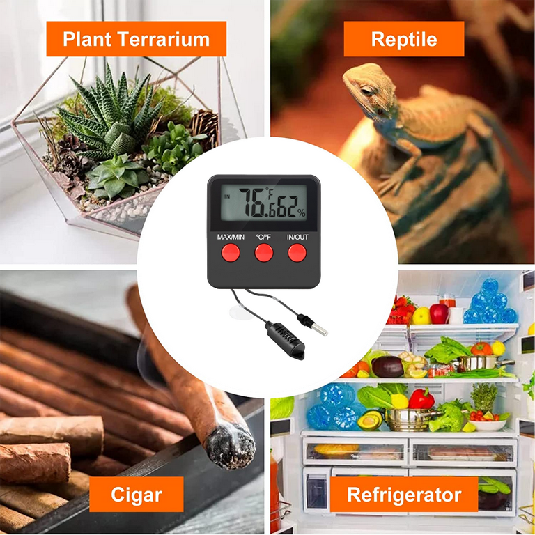 Digital Reptile Thermometer and Humidity Gauge Remote Probes – Terrarium  Reptile Hygrometer Thermo Humidor Tank Cage Incubator Brooder Indoor Outdoor