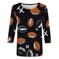 thumbnail image 4 of Gamivast Game Day Tops Women Plus Size 3/4 Sleeve Football Graphic Shirt Loose Fitted Drop Shoulder Crew Neck Casual Blouse Funny Superbowl Outfits, 4 of 5